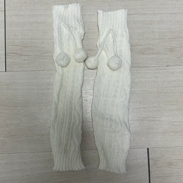 [BUNJANG] Pom Pom Leg Warmers - Ivory / 폼폼이 레그워머 아이보리