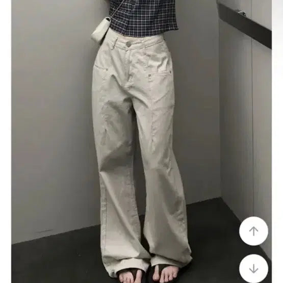 [BUNJANG] Rivets Cotton Wide Pants - Ivory / [새상품] 리벳 코튼 와이드 팬츠 아이보리