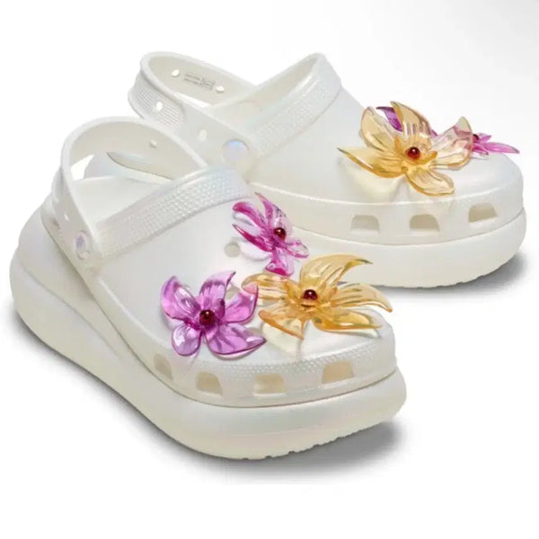 [BUNJANG] Crocs Pearlized Floral Clog White / 크러쉬 펄라이즈드 플로랄 클로그 화이트 (1회착용/250)