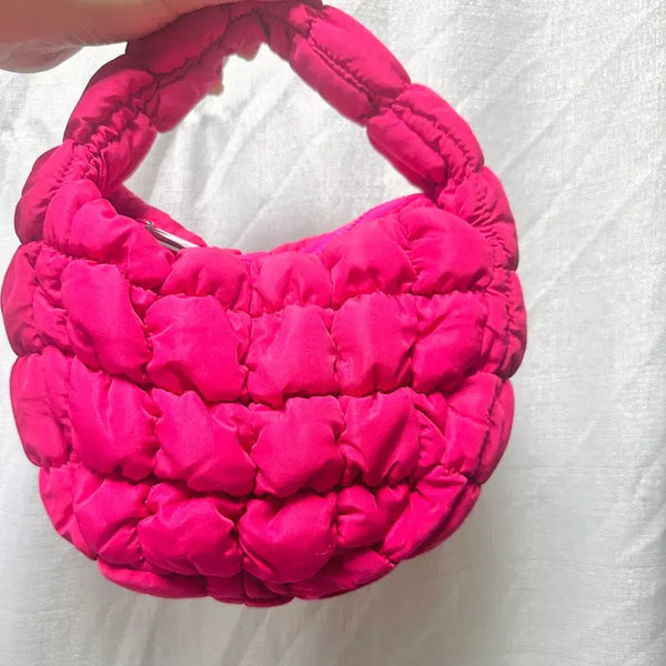 [BUNJANG] Quilted Shirring Tote Bag Pink / 퀼팅 셔링 토트백 핑크