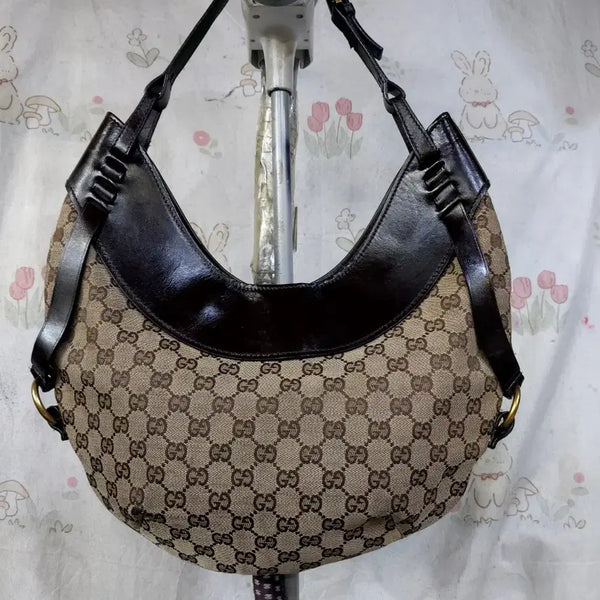 [BUNJANG] Gucci Canvas Half Moon Hobo Bag / 구찌     캔버스  하프문  호보백