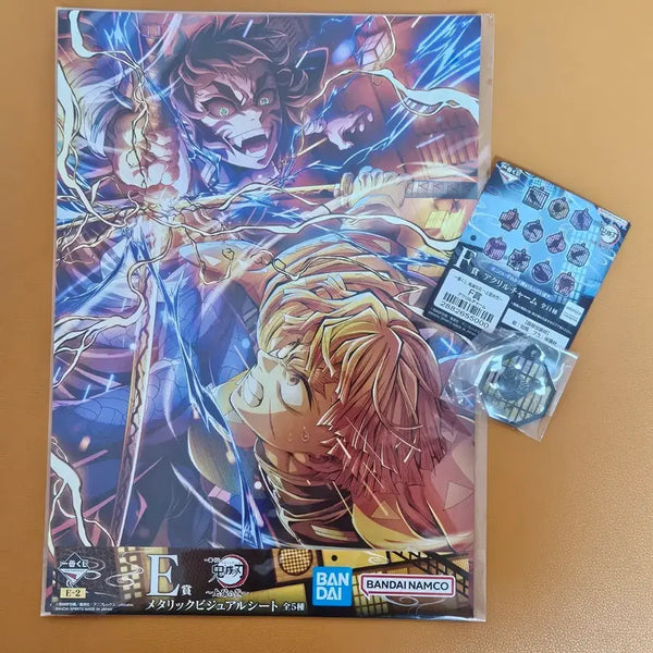 [BUNJANG] Demon Slayer Zenitsu Set (Metallic Visual Sheet + Keychain) / 귀칼 쿠지 젠이츠 세트 (E메탈릭시트+F키링)