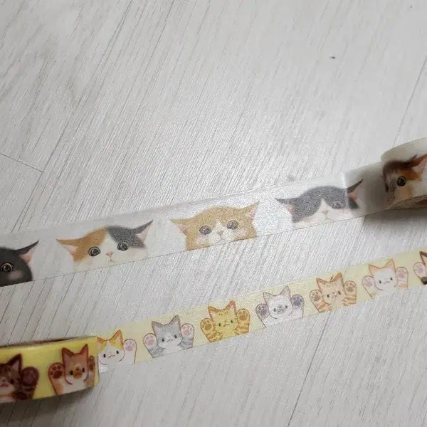 [BUNJANG] Cat Illustration Masking Tape Set (2 Types) / 고양이 스티커 마스킹 테이프 2종