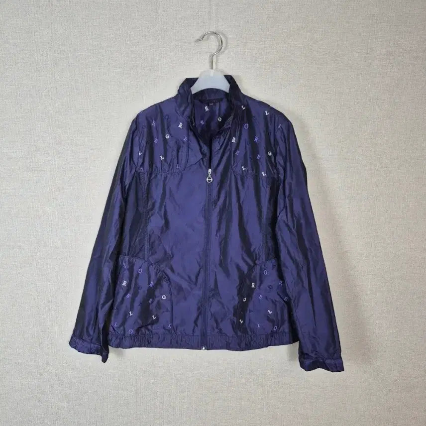 [BUNJANG] Pearl Navy Lettering Single Layer Windbreaker Jumper 105 / (#105)펄네이비 영문레터링 홑겹 바람막이 점퍼