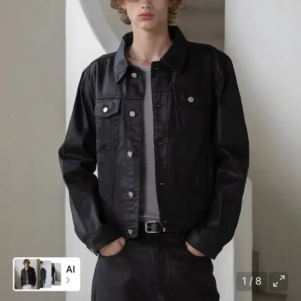 [BUNJANG] Decoloso Nox Denim Trucker Jacket Coated Black / 데꼬로소 녹스 데님 트러커 자켓 코팅블랙 2