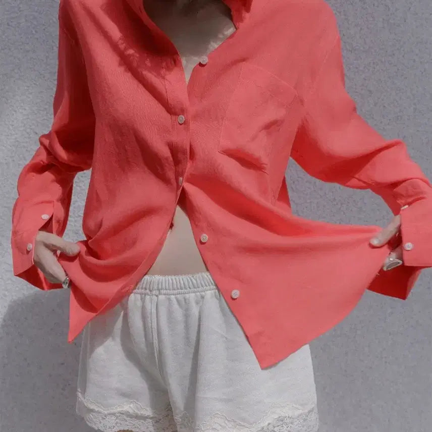 [BUNJANG] Memoire Tencel Linen Shirt Red / 새상품 메무아 텐셀 린넨 셔츠 레드