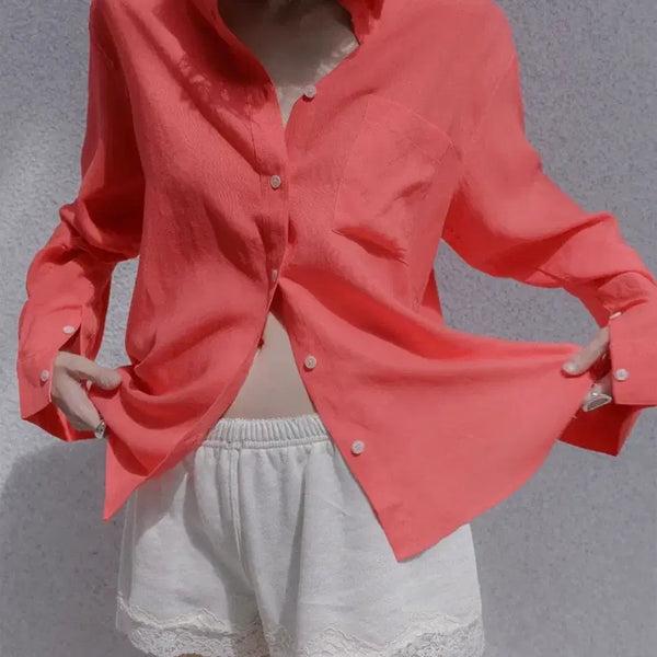 [BUNJANG] Memoire Tencel Linen Shirt Red / 새상품 메무아 텐셀 린넨 셔츠 레드