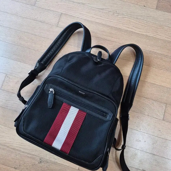[BUNJANG] Bally Leather Trimmed Canvas Backpack / 발리 BALLY 정품 백팩 가방