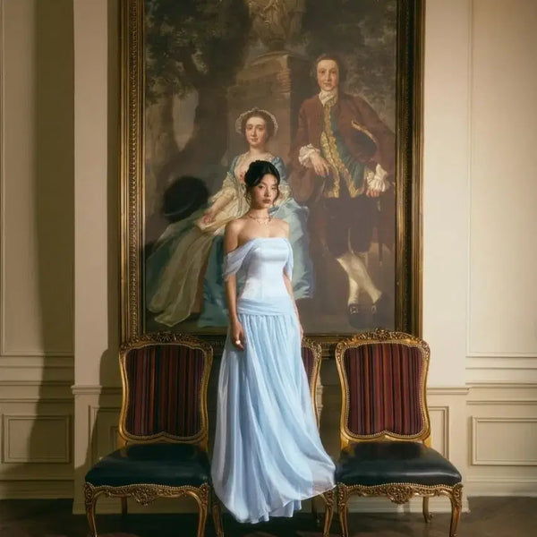 [BUNJANG] Cinderella Silk Dress - Sky Blue / 해외디자이너브랜드수입) 스카이블루 신데렐라 실크 드레스 / 2부드레스추천
