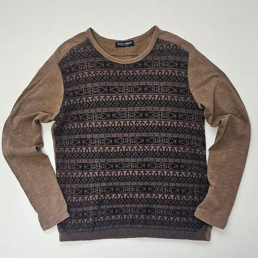 [BUNJANG] Dolce & Gabbana Ethnic Pattern & Slub Vintage Knit / 돌체앤가바나 에스닉 패턴&슬라브 빈티지 니트