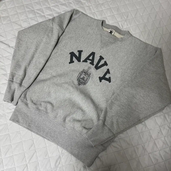 [BUNJANG] Bronson Academy Reverse Weave Sweatshirt / [40] 브론슨 Navy 아카데미 리버스 위브 스웻 셔츠 맨투맨
