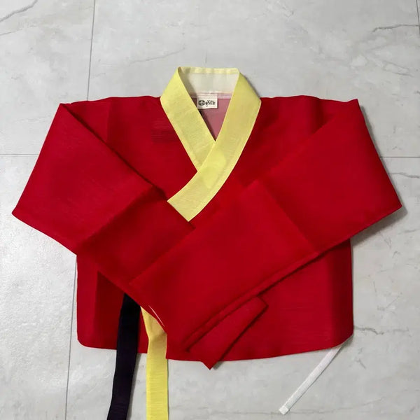 [BUNJANG] Silk & Needle Red and Yellow Collar Jeogori / 생활한복 저고리 (새상품)