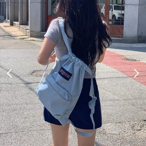 [BUNJANG] JanSport Drawstring Backpack Blue Dust / 잔스포츠 드로우색 스트링 백팩 블루더스트