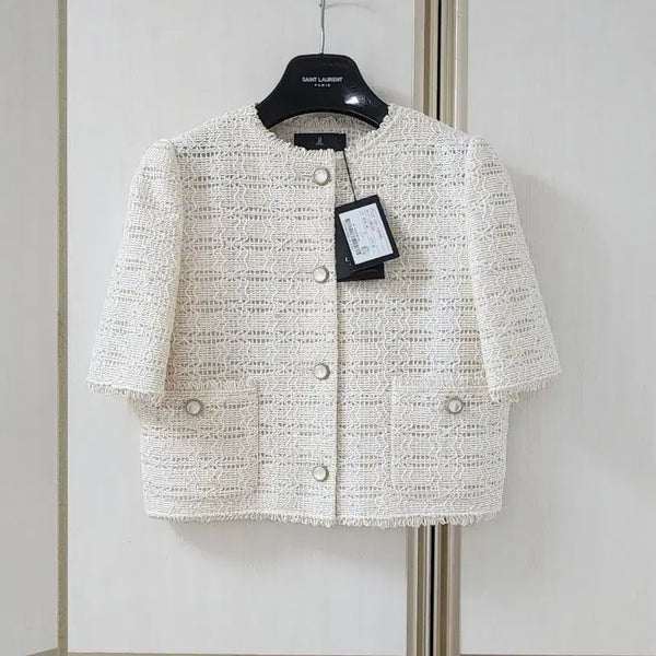 [BUNJANG] Hansem Lang Collection Lace Fringe Crop Jacket / 한섬 랑방컬렉션 레이스 프린지 크롭 자켓. 새상품
