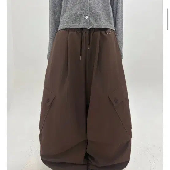 [BUNJANG] Wide Cargo Pants Brown / 와이드 카고 팬츠 브라운