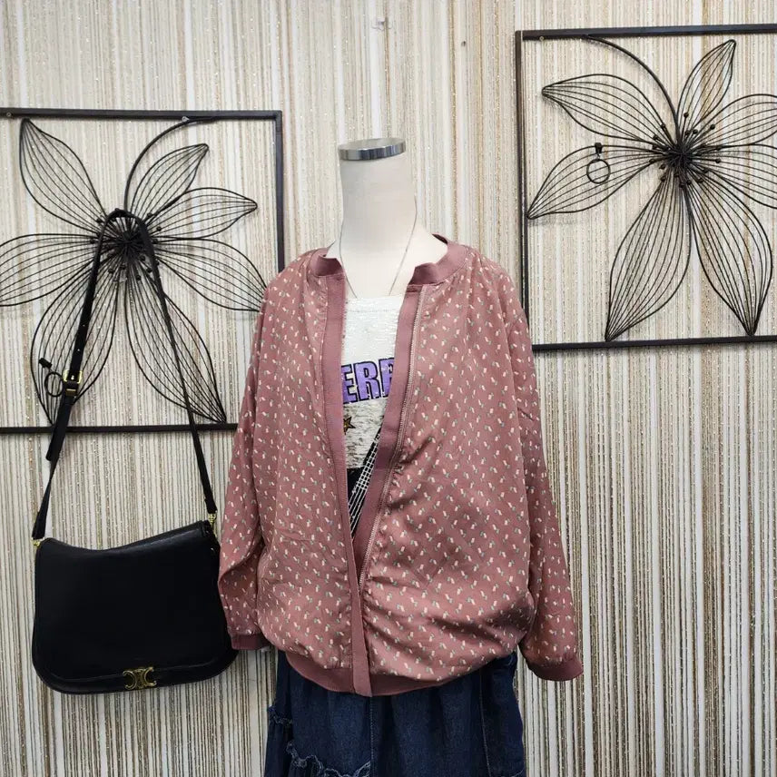 [BUNJANG] GEORGES RECH Patterned Bomber Jacket (Size 66/95) / GEORGES RECH 패턴 봄버 자켓 얄고 가벼워~66사이즈