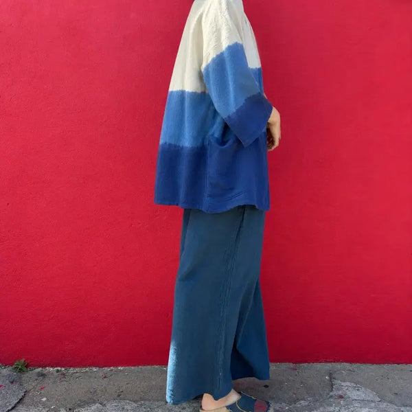 [BUNJANG] Indigo Blue Cotton Robe / 광목 인디고 블루 면로브