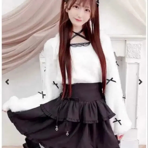 [BUNJANG] Mars Ribbon Cape Knit / 교판)마즈mars 리본  케이프 니트 지뢰계 스나계