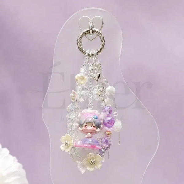 [BUNJANG] Handmade Beaded Flower Doll Charm / 인형 비즈 키링 피규어 플라워 보라