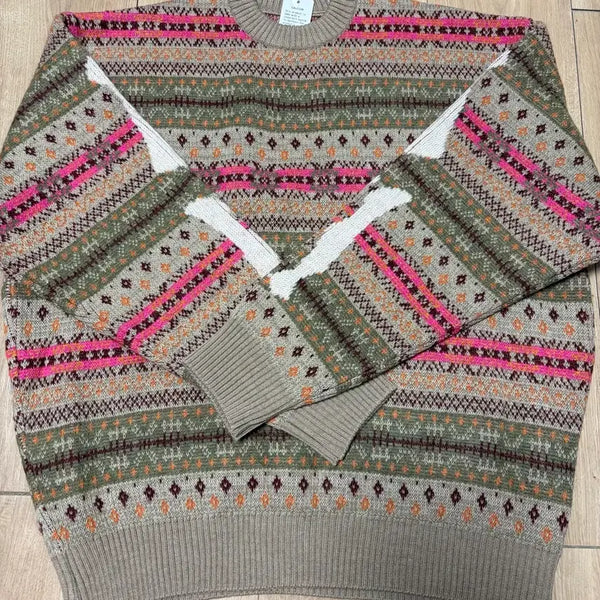 [BUNJANG] Kapital 7G Wool Fair Isle Bone Crew Sweater / 캐피탈 KAPITAL 7G 울 페어아일 bone 크루 스웨터