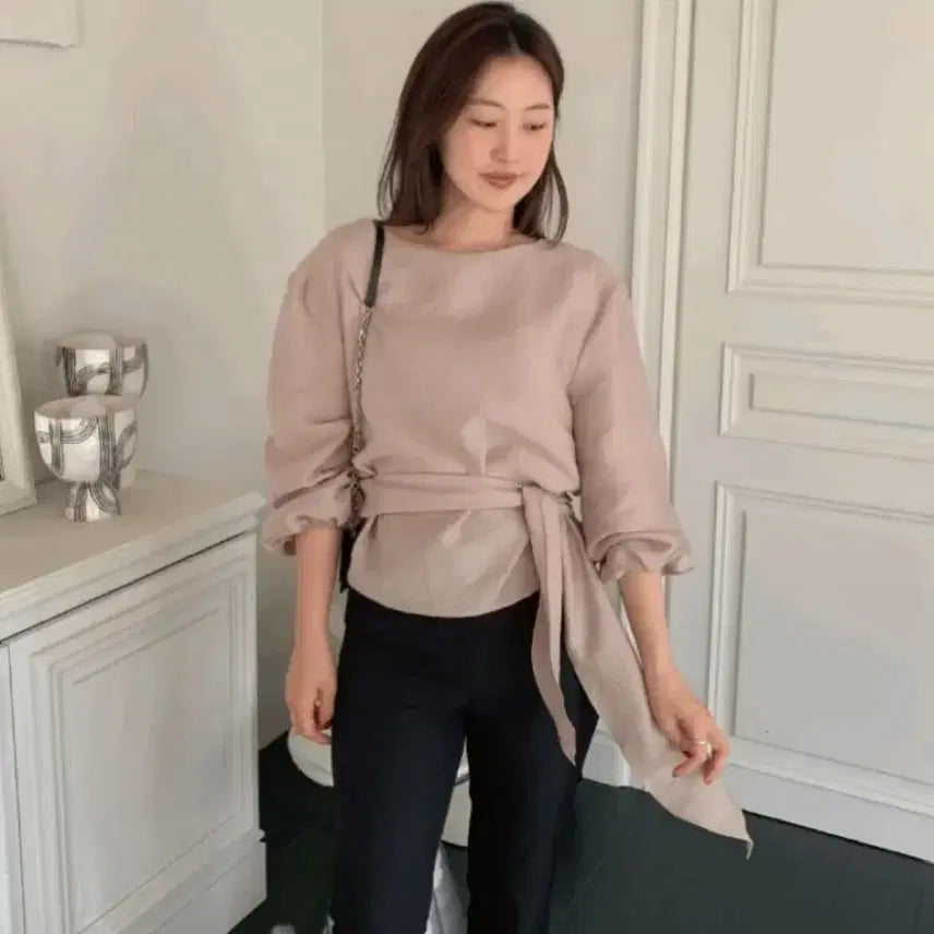[BUNJANG] VEHAR-ROE Wrap Blouse (Rose Pink) / 베하르-로에 랩 블라우스 (로즈핑크)