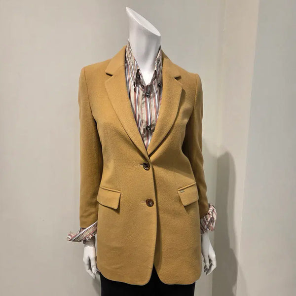 [BUNJANG] Hazzys Cashmere Blend Tailored Wool Jacket (Mustard/Camel, Size 85) / [헤지스(HAZZYS)] 캐시미어 혼방 테일러드 울 자켓 (카멜/머스터드, 85 size)