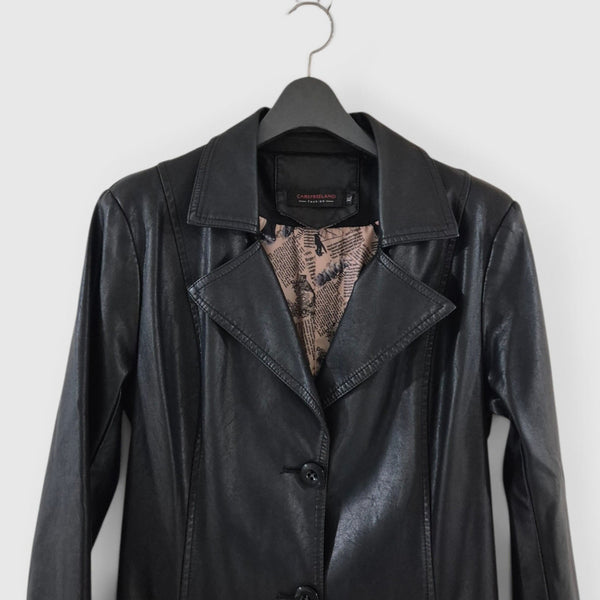 [BUNJANG] Vintage Long Leather Jacket Women's / 빈티지 롱 가죽자켓 여성