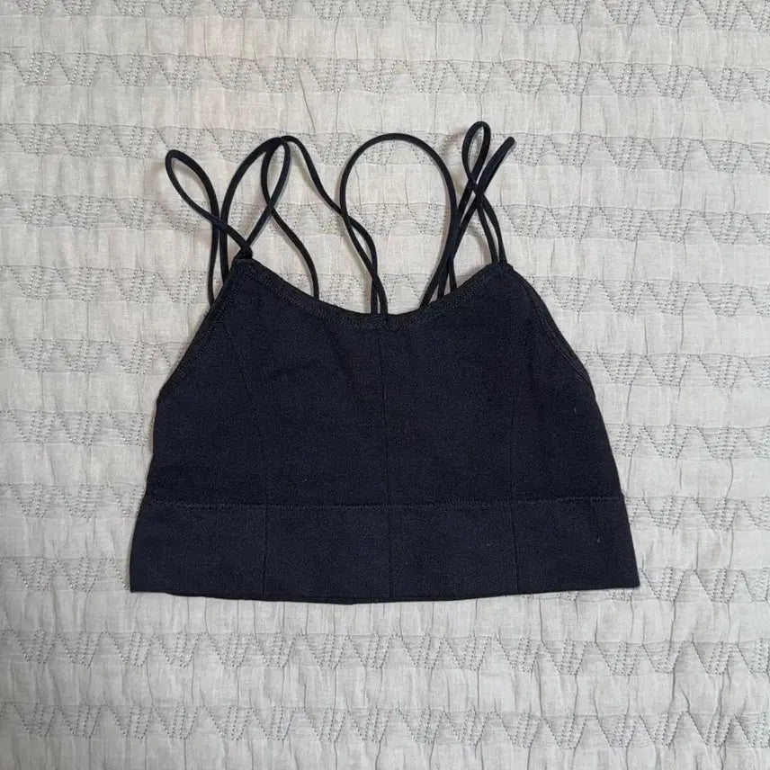 [BUNJANG] Black Strap Bralette / 검정 끈 브라렛 블랙(패드X) [옷]