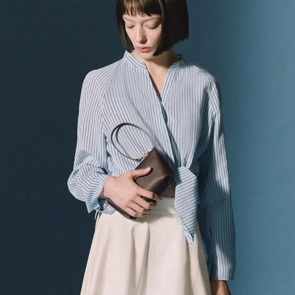 [BUNJANG] MINE 2026 Stripe Asymmetrical Blouse / 마인 MINE 2026 스트라이프 언발 블라우스