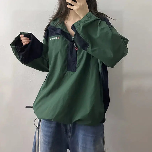 [BUNJANG] Chaps Half-Zip Anorak Windbreaker (Green/Navy) / (L) 챕스 반집업 아노락 바람막이 그린 네이비