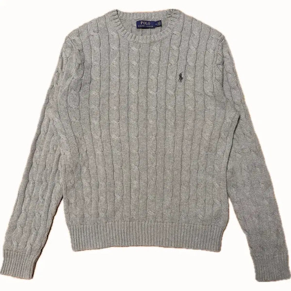 [BUNJANG] Polo Ralph Lauren Cable Knit Sweater (Oversized M) / 폴로 랄프로렌 케이블 꽈배기 긴팔 니트 (오버핏 M)
