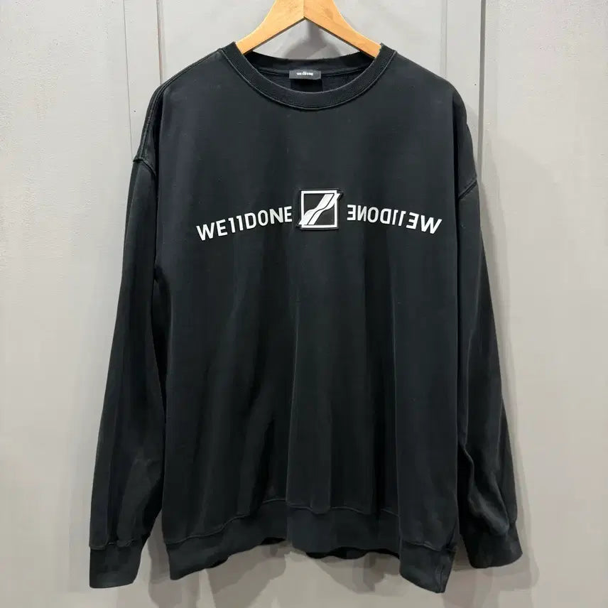 [BUNJANG] WE11DONE Vintage Pigment Black Sweatshirt L / L 웰던 WE11DONE 빈티지 피그먼트 블랙 맨투맨 티셔츠
