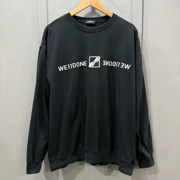 [BUNJANG] WE11DONE Vintage Pigment Black Sweatshirt L / L 웰던 WE11DONE 빈티지 피그먼트 블랙 맨투맨 티셔츠