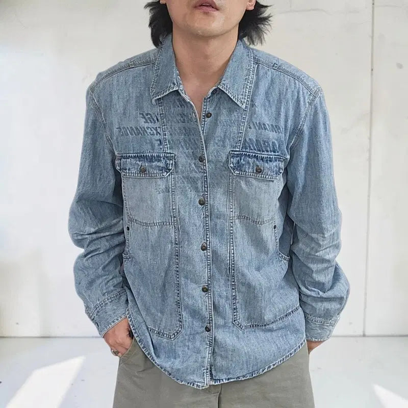 [BUNJANG] Armani Exchange Distressed Denim Workshirt Jacket / 00S  아르마니 익스체인지 데님셔츠 M0928