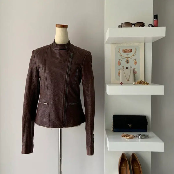 [BUNJANG] Theory Brown Lambskin Leather Rider Jacket / 띠어리 (theory) 브라운 레더 라이더 자켓 4455