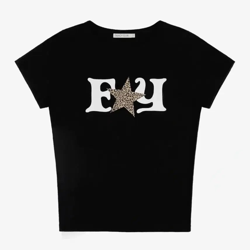 [BUNJANG] Fancy Club FY Leopard T-Shirt Black / 팬시클럽 FY 레오파드 티 BLACK