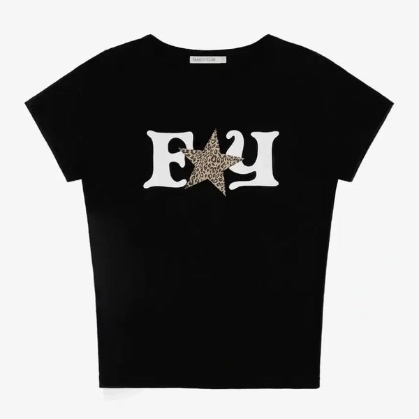 [BUNJANG] Fancy Club FY Leopard T-Shirt Black / 팬시클럽 FY 레오파드 티 BLACK