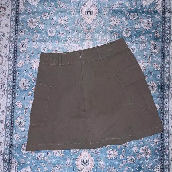 [BUNJANG] Khaki Cargo Mini Skirt with Built-in Shorts / 카고 미니 스커트