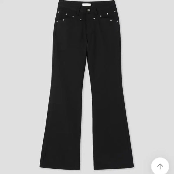 [BUNJANG] Black Low-Rise Bootcut Studded Denim Pants / 블랙 로우라이즈 부츠컷 스터드 데님팬츠