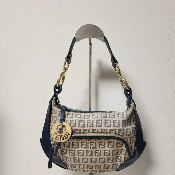 [BUNJANG] Fendi Zucchino Mini Shoulder Bag / 펜디 쥬카 미니 숄더백 청녹색