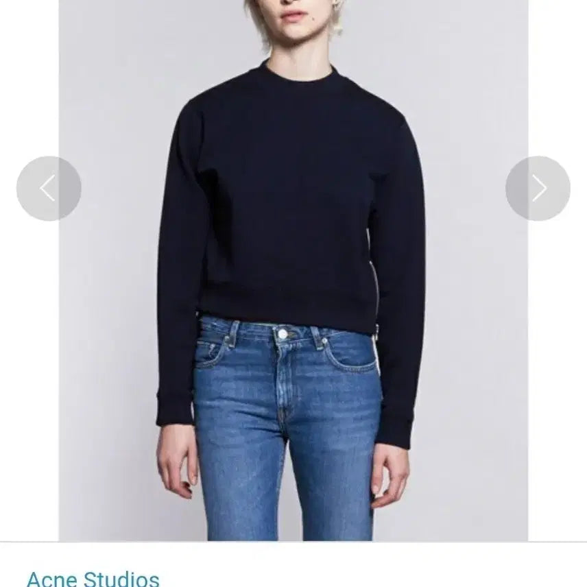 [BUNJANG] Acne Studios Bird Fleece Navy Cropped Sweatshirt / 아크네 스튜디오 [55~66] 버드 플리스 네이비 크롭 맨투맨