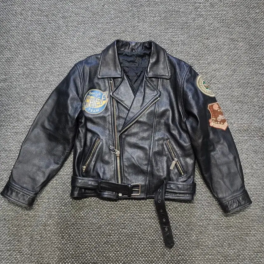 [BUNJANG] Vintage Leather Rider Patch Jacket / 빈티지 레더 라이더  패치 자켓