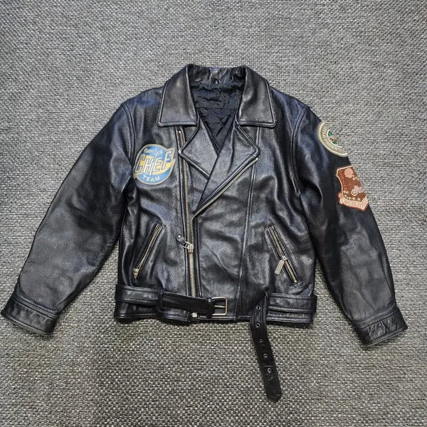 [BUNJANG] Vintage Leather Rider Patch Jacket / 빈티지 레더 라이더  패치 자켓