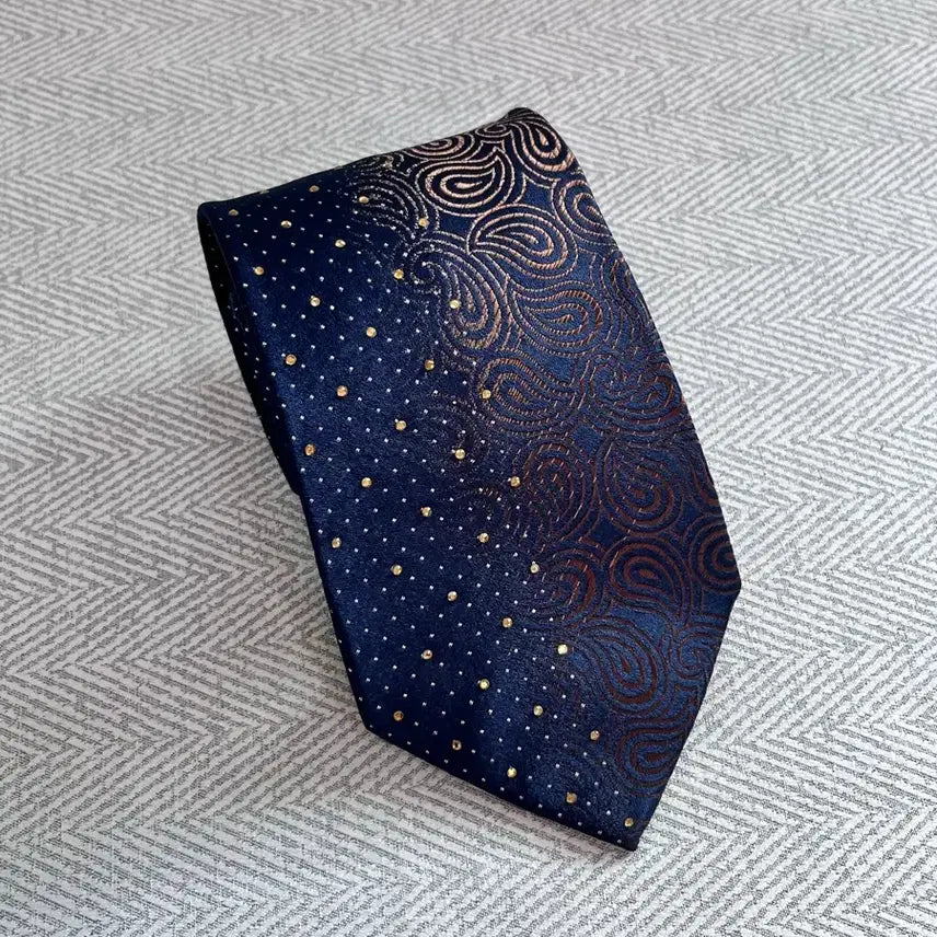 [BUNJANG] Nina Ricci Cubic Paisley Pattern Silk Necktie / 니나리치 큐빅 페이즐리 패턴 실크 넥타이