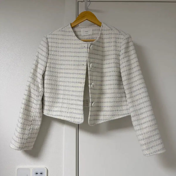 [BUNJANG] Cropped Twill Jacket Blue Stripe / 크롭트위즈자켓 블루스트라이프