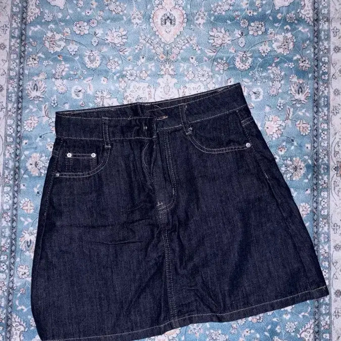 [BUNJANG] Dark Blue Denim Mini Skirt / 진청 데님 미니 스커트