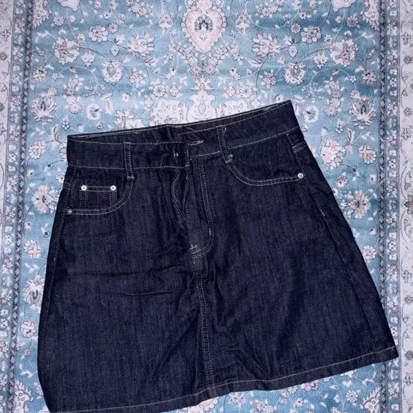 [BUNJANG] Dark Blue Denim Mini Skirt / 진청 데님 미니 스커트