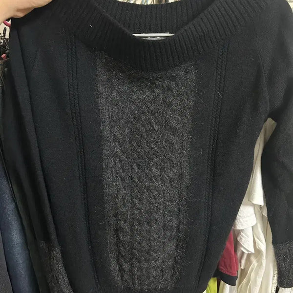 [BUNJANG] Black Angora Knit Sweater / 블랙 앙고라 니트 스웨터