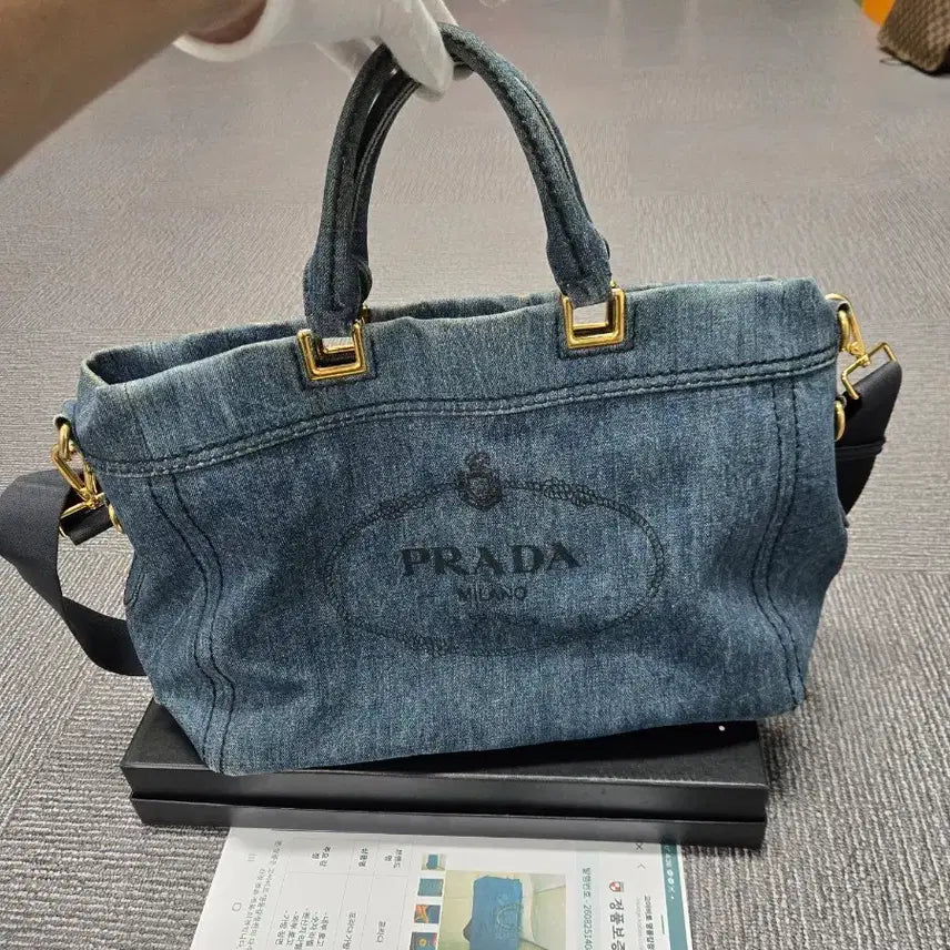 [BUNJANG] Prada Denim Logo 2-Way Tote Bag / [특가][정품] 프라다 데님 숄더백