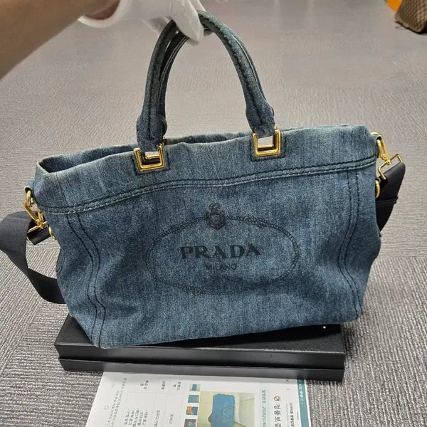 [BUNJANG] Prada Denim Logo 2-Way Tote Bag / [특가][정품] 프라다 데님 숄더백